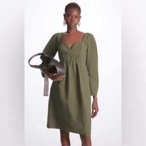 COS Dress Womens 12 Green Sweetheart Neckline Long Sleeve Dress